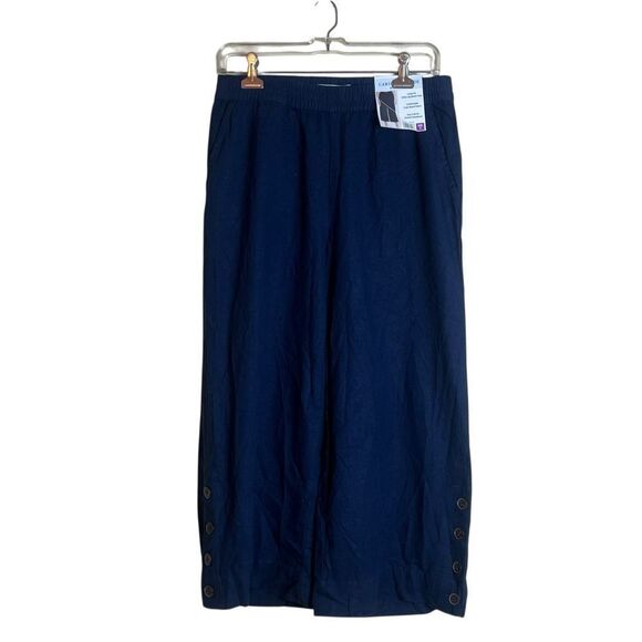 NWT! Caribbean Joe navy linen blend culottes - Picture 1 of 7